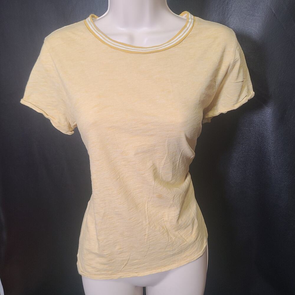 Madewell yellow white striped 90s Y2K style t-shirt size medium